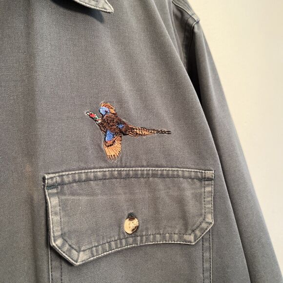 CABELAS Vintage 90s Gorpcore Cotton Canvas Embroidered Pheasant Long Sleeve- L - Picture 6 of 10